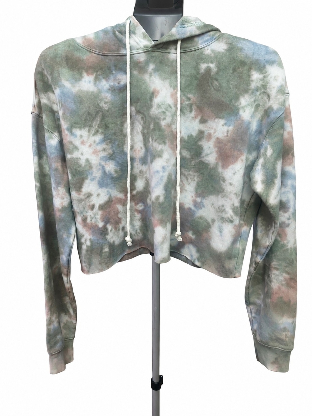 wild fable Cropped Tie-Dye Hoodie in Green, Blue & Brown